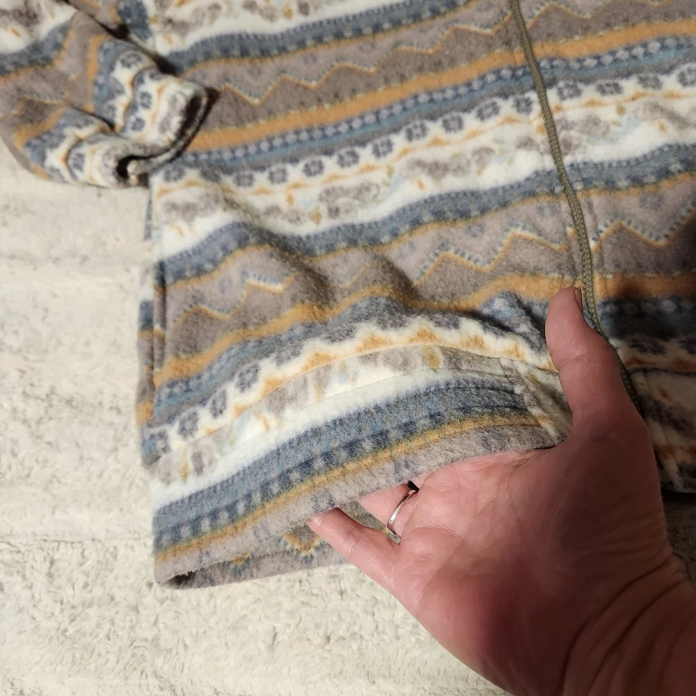 Vtg Haband Fleece Jacket Womens Sz Large Aztec Full Zip Southwest Pockets Warm - Picture 6 of 10